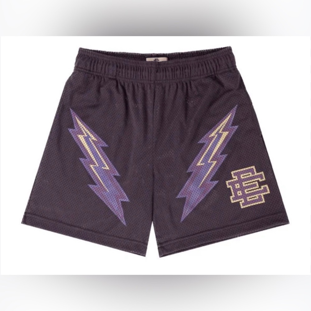 Men's Eric Emanuel EE Basic Shorts in the "Grape Bolt". Size small.